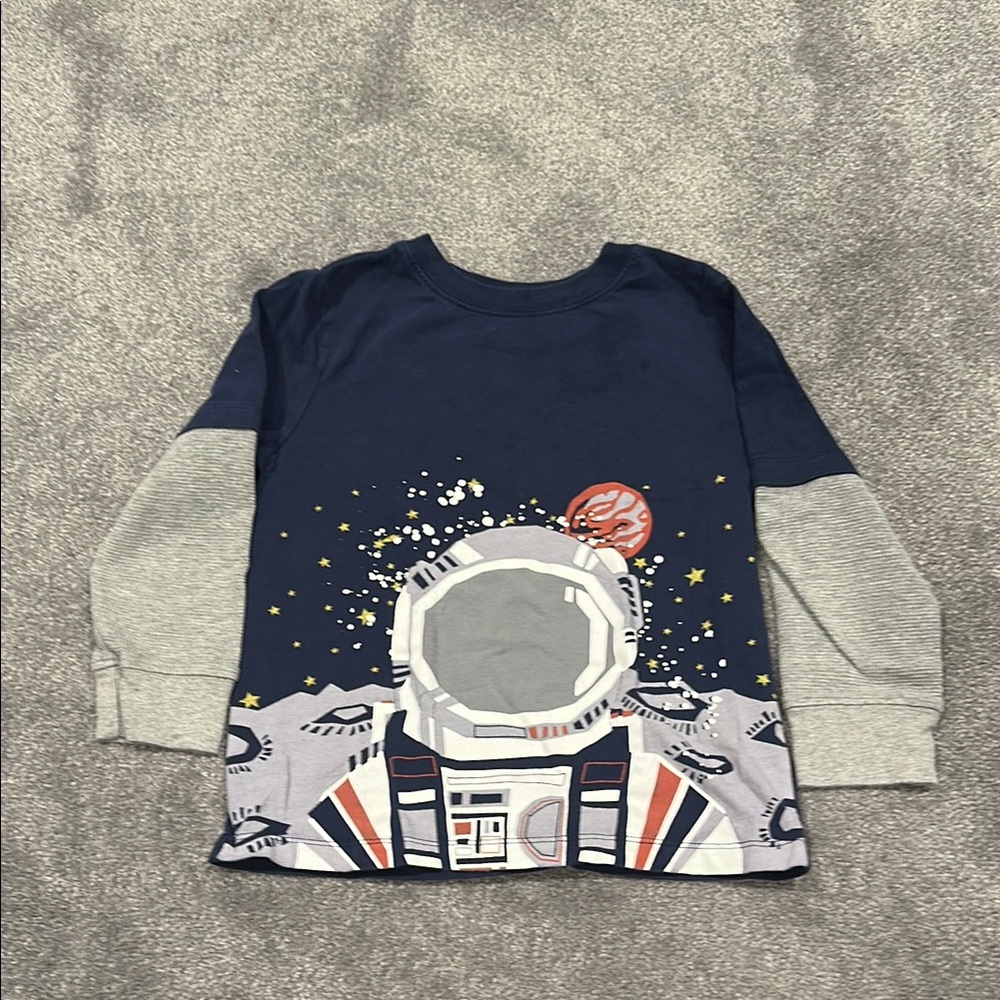 Kids Astronaut Graphic Long Sleeve Shirt - Navy and Gray